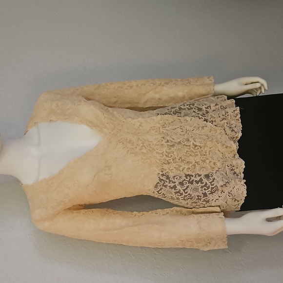 Vintage Ivory Lace V-neck Surplice Top - Picture 2 of 7